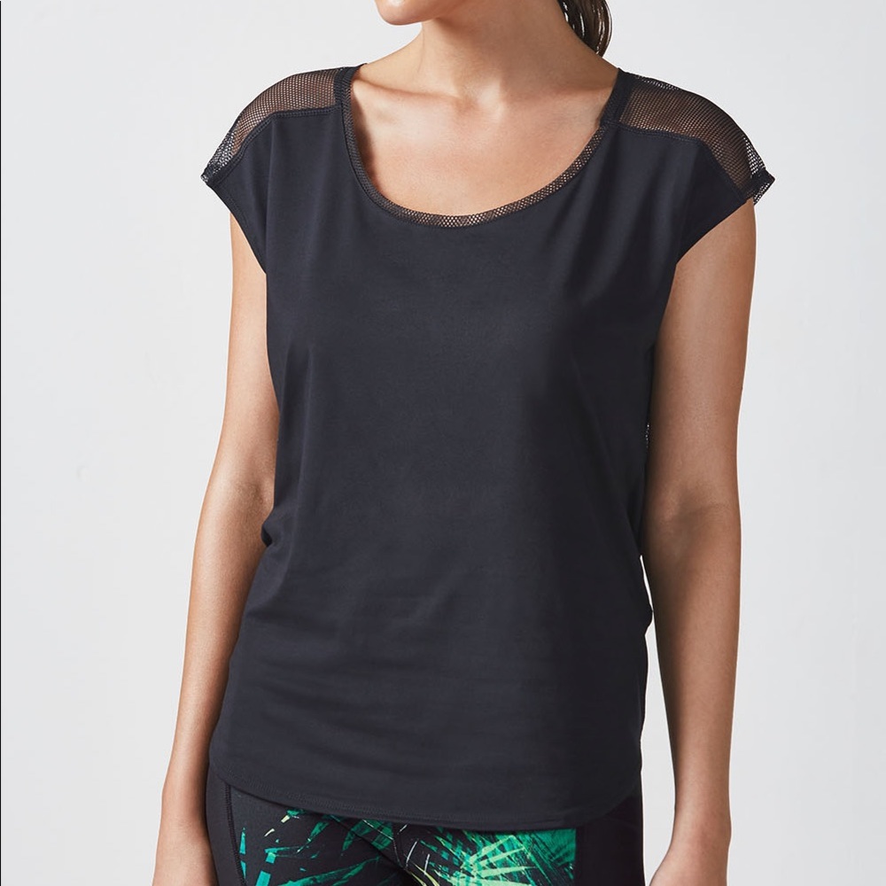 Fabletics Black Mesh Vanessa Top w/ Racerback